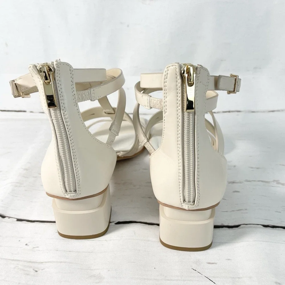 Franco Sarto Korie Shoes Women's 9.5M Beige Leather Ankle Strap Strappy New